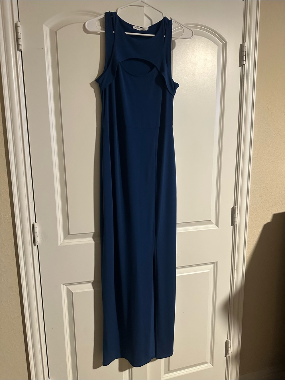 BCBGeneration Midnight Blue Sleeveless Maxi Dress with Front Cutout